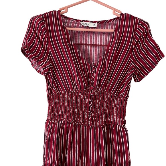 Hollister pants jumper burgundy with black and white stripes size XS - Picture 2 of 5